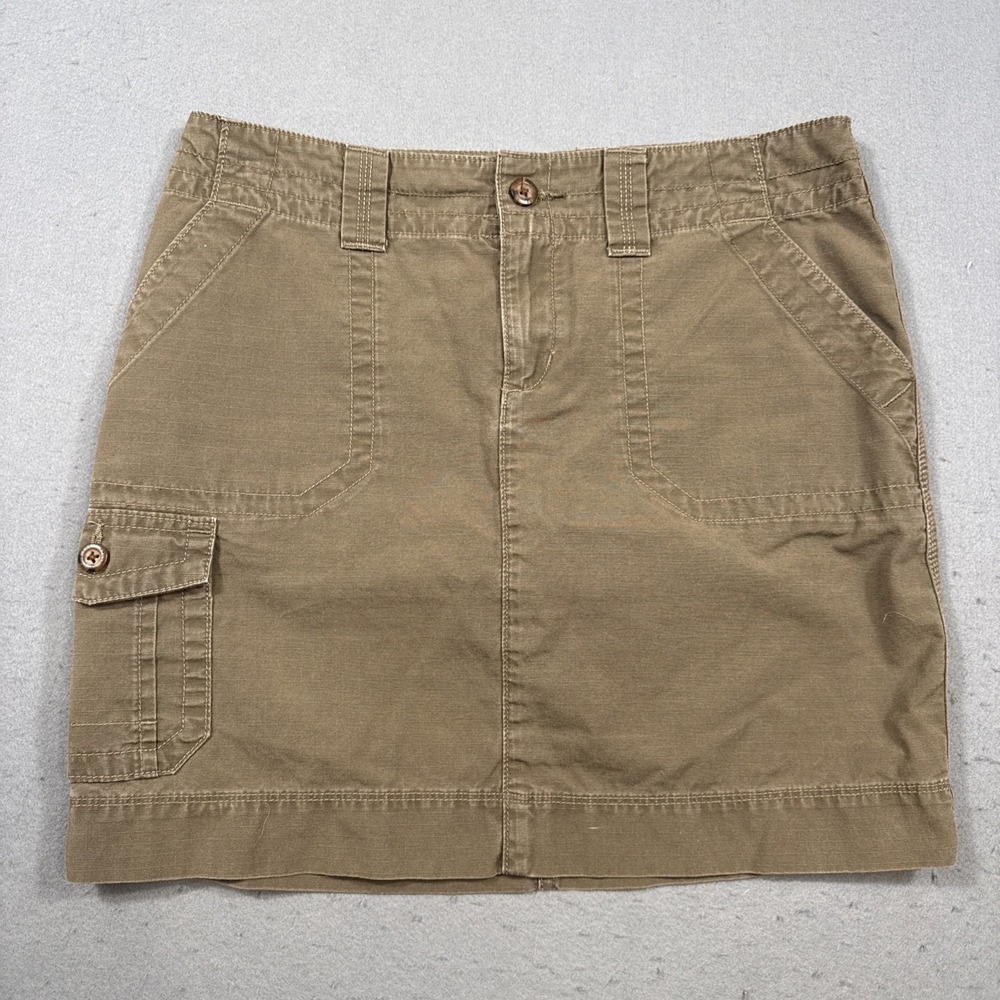 Eddie Bauer RIPSTOP Skirt Cargo KHAKI GRE With Pockets Size 12